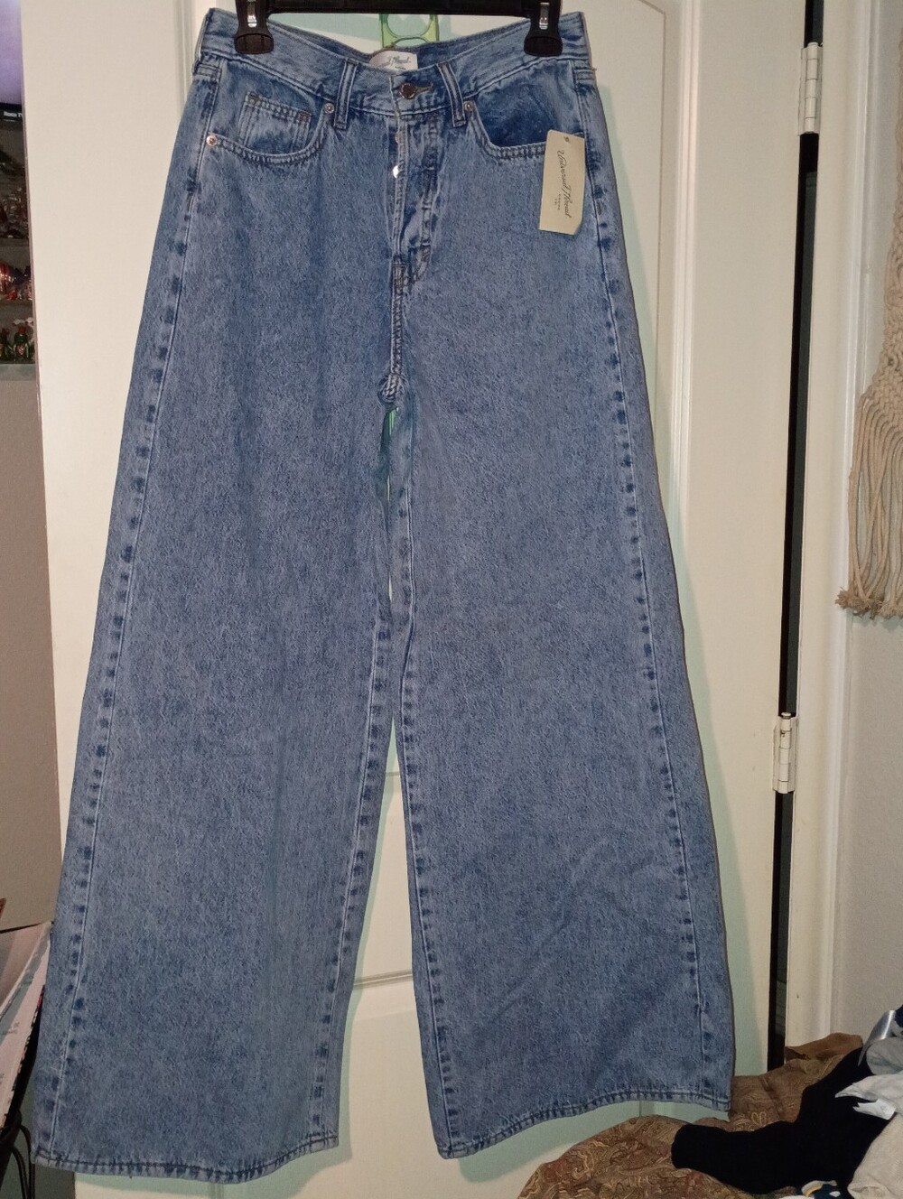 Wide Leg Women Jeans - Light Blue Denim